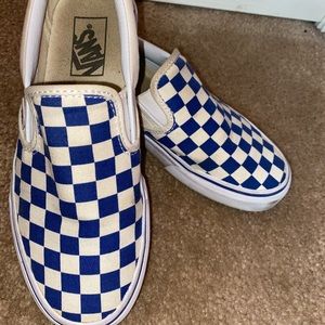 Cream and blue checkered vans